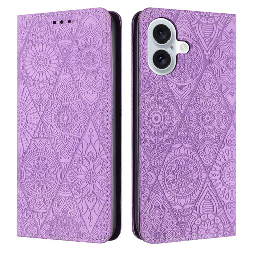 iPhone 17 Ethnic Embossed Adsorption Leather Phone Case - Purple