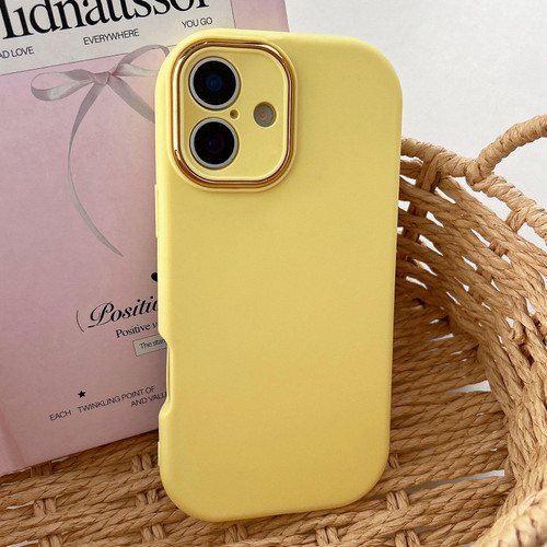 iPhone 17 Fat Dun Solid Color Metal Photo Frame TPU Phone Case - Yellow