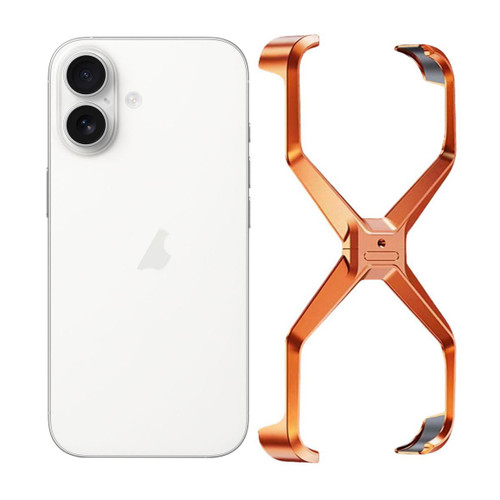 iPhone 17 Pro Max Frameless X-shaped Metal Phone Case - Orange