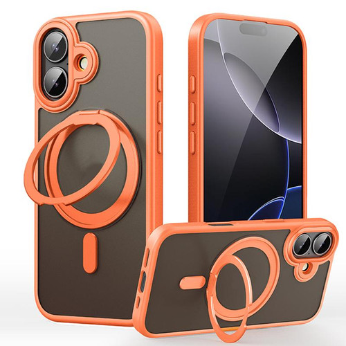 iPhone 17 Frosted 360 Degree MagSafe Magnetic Holder Phone Case - Orange