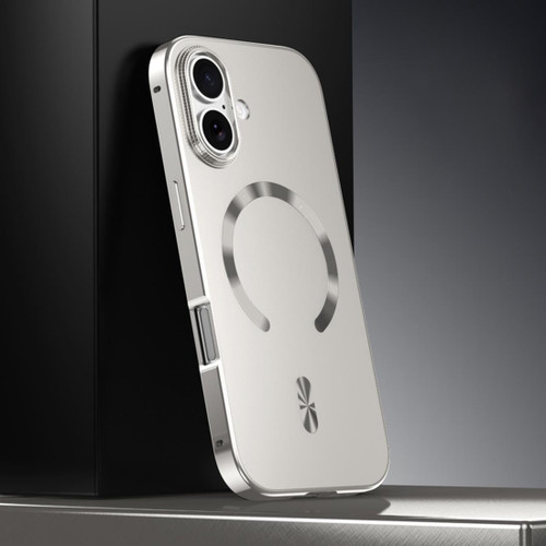 iPhone 17 Frosted Magnetic Shield MagSafe Alloy Metal Phone Case - Titanium