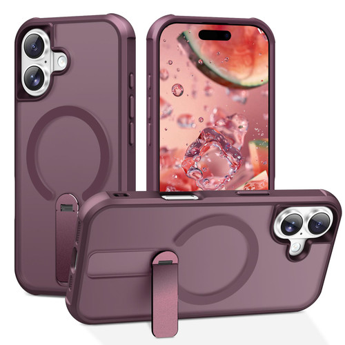 iPhone 17 Fulcrum Standing Bracket MagSafe Phone Case - Wine Red