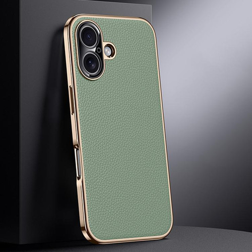iPhone 17 Genuine Leather PC Phone Case - Green