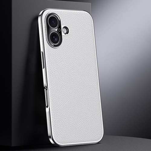 iPhone 17 Genuine Leather PC Phone Case - White