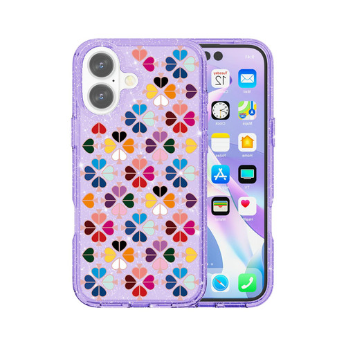 iPhone 17 Glittering Crystal Red Heart Pattern Phone Case - Purple