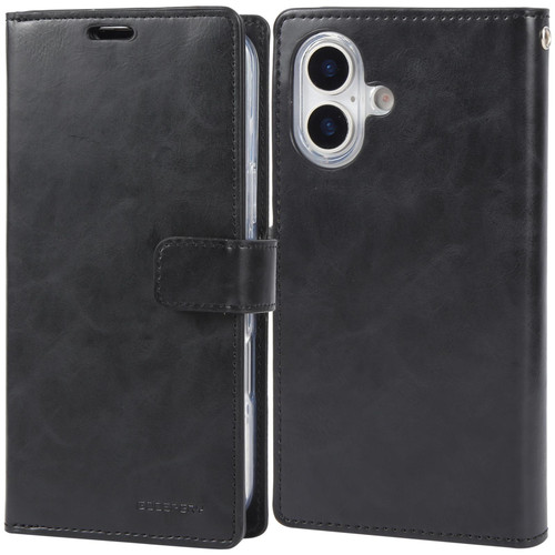 iPhone 17 GOOSPERY MANSOOR DIARY 9 Card Slots Leather Phone Case - Black