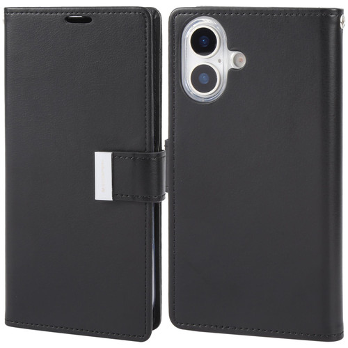 iPhone 17 GOOSPERY RICH DIARY Crazy Horse Texture Leather Phone Case - Black