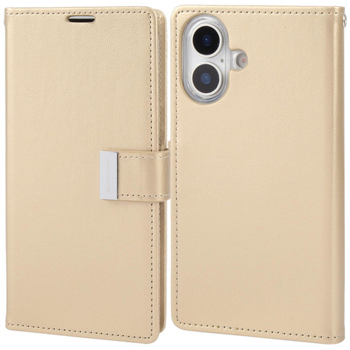 iPhone 17 GOOSPERY RICH DIARY Crazy Horse Texture Leather Phone Case - Gold