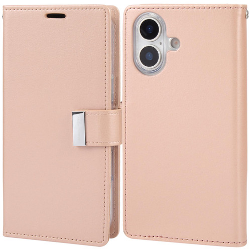 iPhone 17 GOOSPERY RICH DIARY Crazy Horse Texture Leather Phone Case - Rose Gold