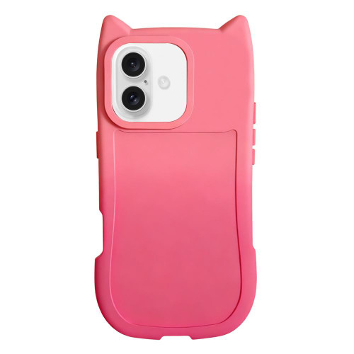 iPhone 17 Gradient Cat Ear Design TPU Phone Case - Pink Rose Red