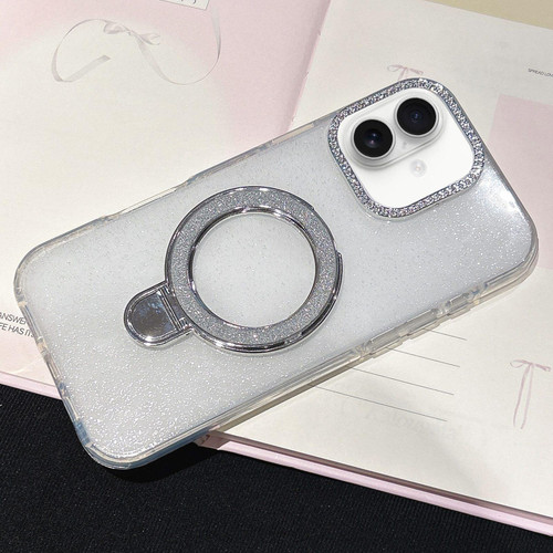 iPhone 17 Gradient Glitter Diamonds MagSafe Phone Case - White