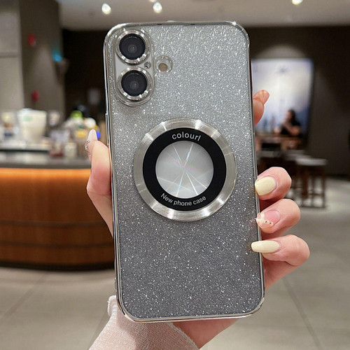iPhone 17 Gradient Glitter Electroplating MagSafe TPU Phone Case - Silver