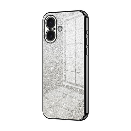 iPhone 17 Gradient Glitter Powder Electroplated Phone Case - Black