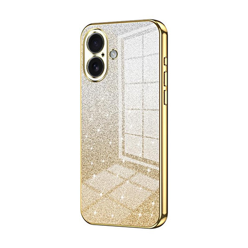 iPhone 17 Gradient Glitter Powder Electroplated Phone Case - Gold