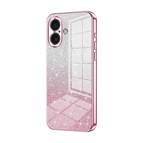 iPhone 17 Gradient Glitter Powder Electroplated Phone Case - Pink