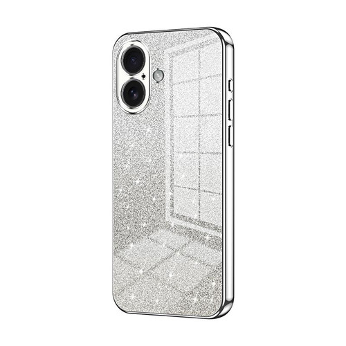 iPhone 17 Gradient Glitter Powder Electroplated Phone Case - Silver