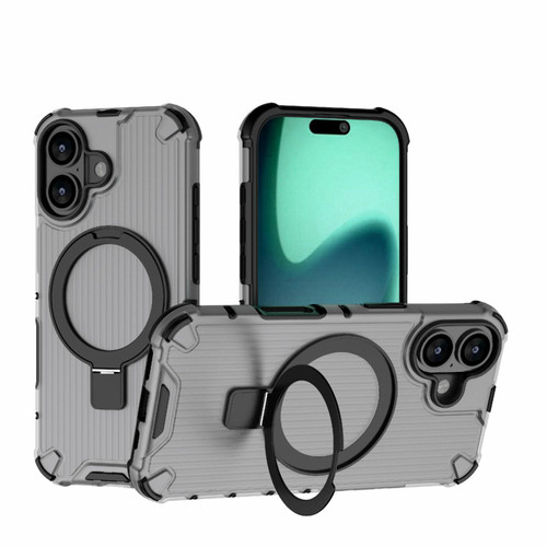 iPhone 17 Grating Holder Shockproof Phone Case - Transparent Black