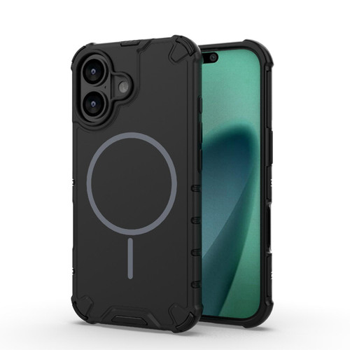 iPhone 17 Grating Solid Color MagSafe Magnetic Phone Case - Black