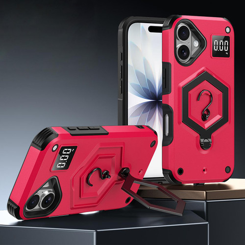 iPhone 17 Hexagon Armor Magnetic Holder Weighing Scale Phone Case - Red