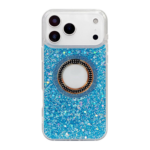 iPhone 17 Hollow Sequins Glitter MagSafe Electroplating Phone Case - Blue