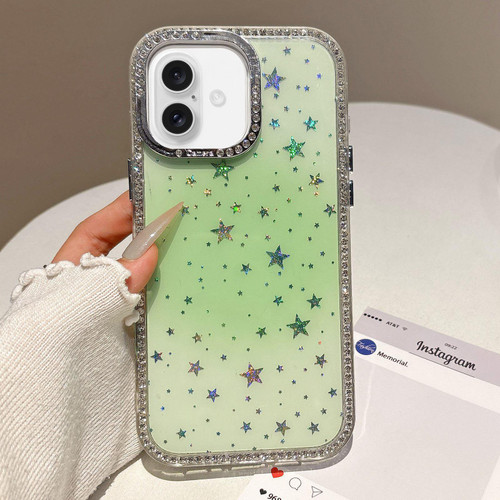 iPhone 17 Holographic Starry Pattern TPU Hybrid IMD Full Coverage Phone Case - Green