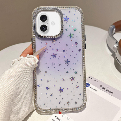 iPhone 17 Holographic Starry Pattern TPU Hybrid IMD Full Coverage Phone Case - Purple