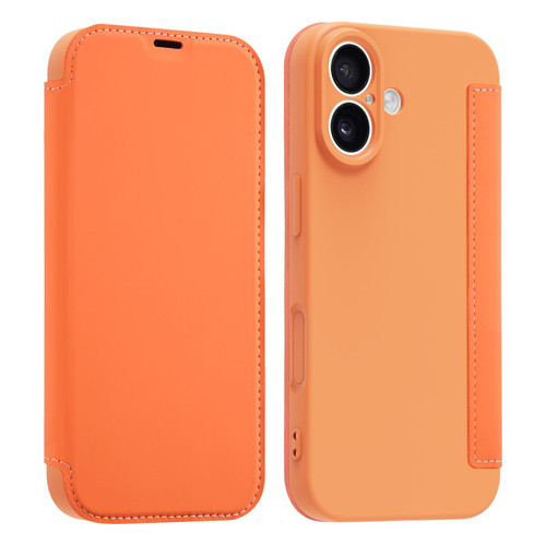 iPhone 17 Imitate Liquid Skin Feel Leather Phone Case with Card Slots - Orange