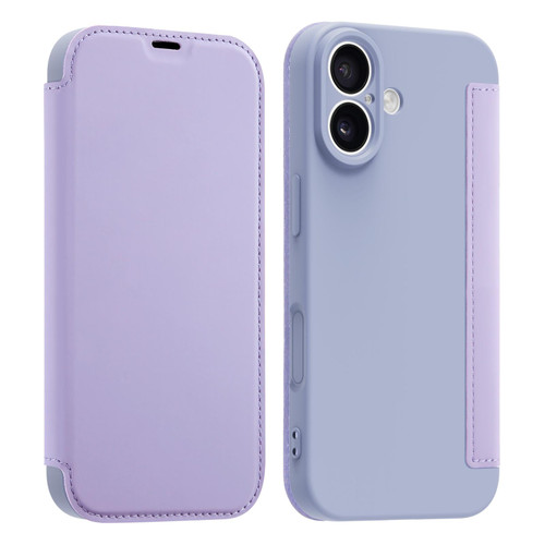 iPhone 17 Imitate Liquid Skin Feel Leather Phone Case with Card Slots - Purple