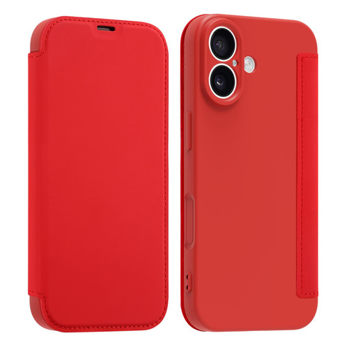 iPhone 17 Imitate Liquid Skin Feel Leather Phone Case with Card Slots - Red