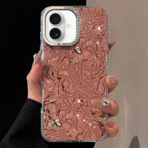 iPhone 17 Ink Rhythm Colorful Shell Pattern TPU Hybrid IMD Phone Case - Brown