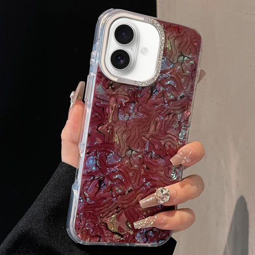 iPhone 17 Ink Rhythm Colorful Shell Pattern TPU Hybrid IMD Phone Case - Wine Red
