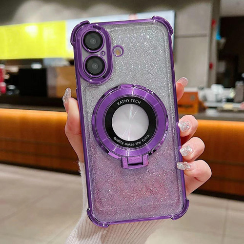 iPhone 17 Invisible Holder Gradient Glitter Magsafe Phone Case - Dark Night Purple