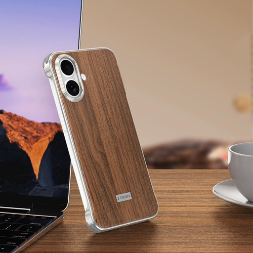 iPhone 17 J TRIBE Metal Frameless Wood Texture MagSafe Phone Case - Walnut