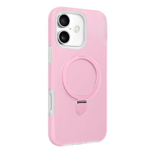 iPhone 17 Jelly Liquid Silicone MagSafe Holder Phone Case - Pink