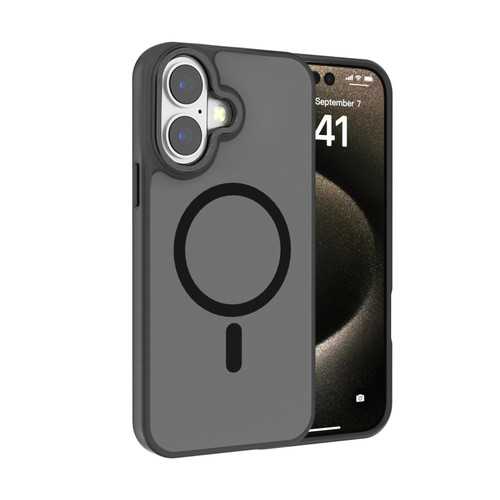 iPhone 17 Kalebol Metal Lens Frame MagSafe Frosted PC Phone Case - Black