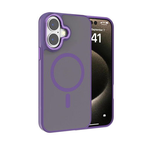 iPhone 17 Kalebol Metal Lens Frame MagSafe Frosted PC Phone Case - Dark Purple