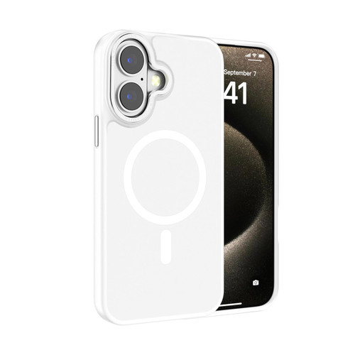 iPhone 17 Kalebol Metal Lens Frame MagSafe Frosted PC Phone Case - Frosted White