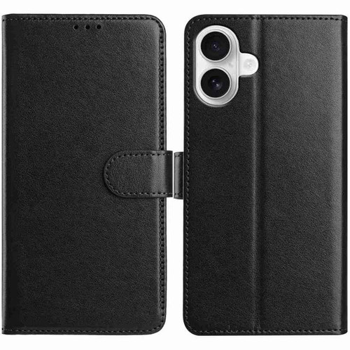 iPhone 17 Lambskin 8-card Slot Leather Phone Case - Black