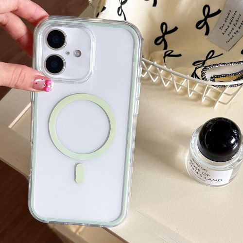 iPhone 17 Large Hole Camera Macaron Transparency MagSafe Phone Case - Light Green