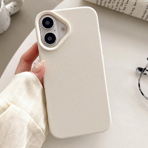iPhone 17 Leather Texture TPU Full Coverage Phone Case - White