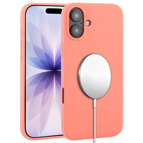 iPhone 17 Liquid Silicone Full Coverage MagSafe Phone Case - Pink Orange
