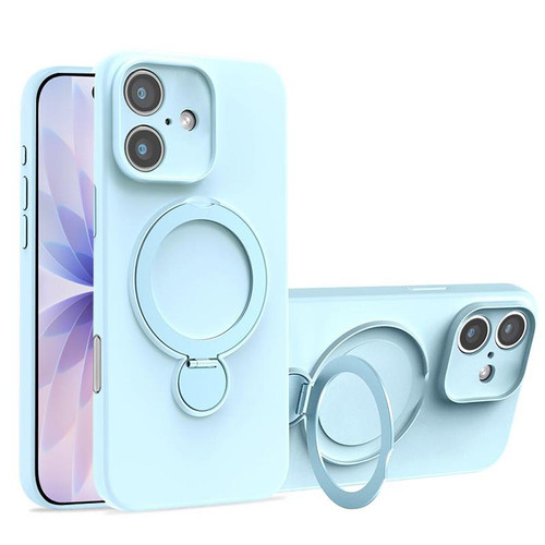 iPhone 17 Liquid Silicone MagSafe Holder Phone Case - Light Blue