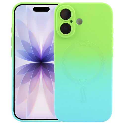 iPhone 17 Liquid TPU Silicone Gradient MagSafe Phone Case - Cyan Blue