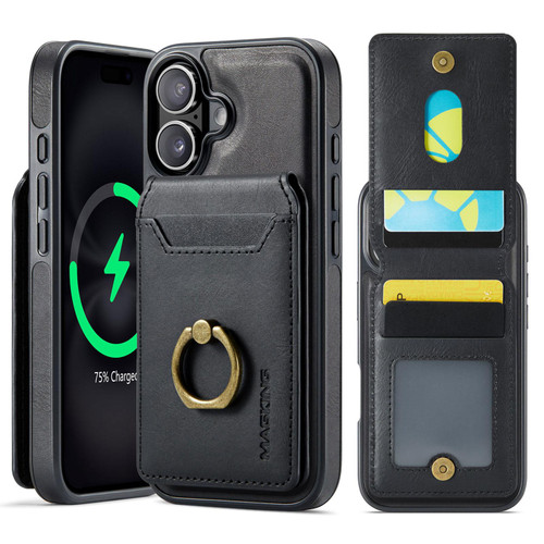 iPhone 17 MAGKING K1 MagSafe Detachable Wallet RFID Back Cover Phone Case - Black
