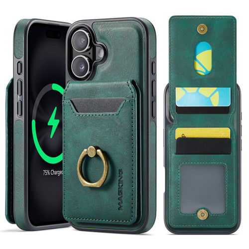 iPhone 17 MAGKING K1 MagSafe Detachable Wallet RFID Back Cover Phone Case - Green