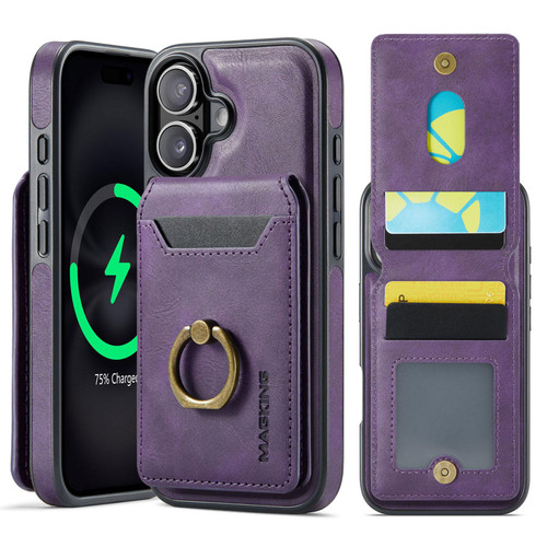iPhone 17 MAGKING K1 MagSafe Detachable Wallet RFID Back Cover Phone Case - Purple