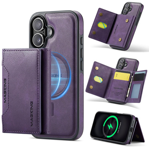 iPhone 17 MAGKING K2 Series MagSafe RFID Card Bag Detachable Phone Case - Purple