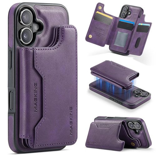 iPhone 17 MAGKING K3 Series MagSafe RFID Card Bag Detachable Phone Case - Purple