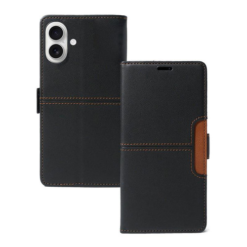 iPhone 17 Magnetic Buckle Card Slot Leather Phone Case - Black