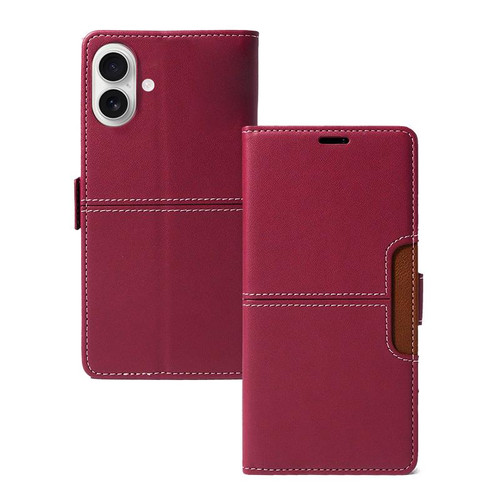 iPhone 17 Magnetic Buckle Card Slot Leather Phone Case - Red